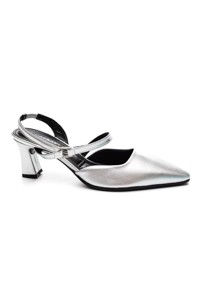 Sapato Piccadilly Slingback Irene Salto Alto Feminino 764006 Prata