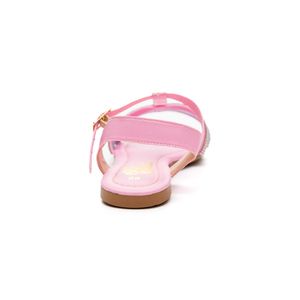 Sandália Bia Bella Rasteira Juvenil Menina Com  Strass 4 Rosa