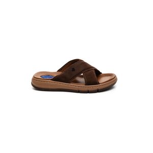 Chinelo Pegada Slide Masculino Em Couro Dubai Amortech 134306-06 Marrom