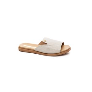 Chinelo Moleca Rasteira Feminina Napa Tressê Santorini 5443.202 Off-White