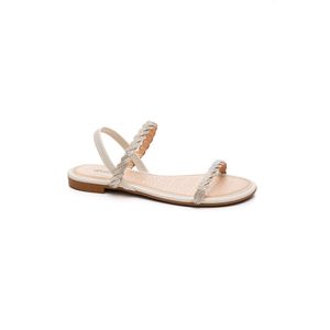 Sandália Mississipi Rasteira Feminina Com Brilhos Mb052-01 Off-White