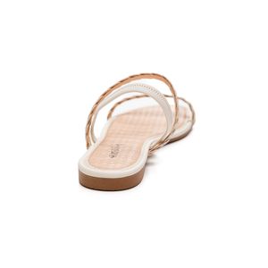 Sandália Mississipi Rasteira Feminina Com Brilhos Mb052-01 Off-White
