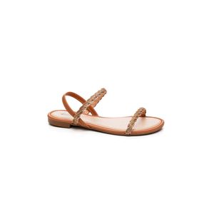 Sandália Mississipi Rasteira Feminina Com Brilhos Mb052-05 Caramelo