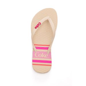Chinelo Coca-Cola Feminino Listras Cc4468 Off-White