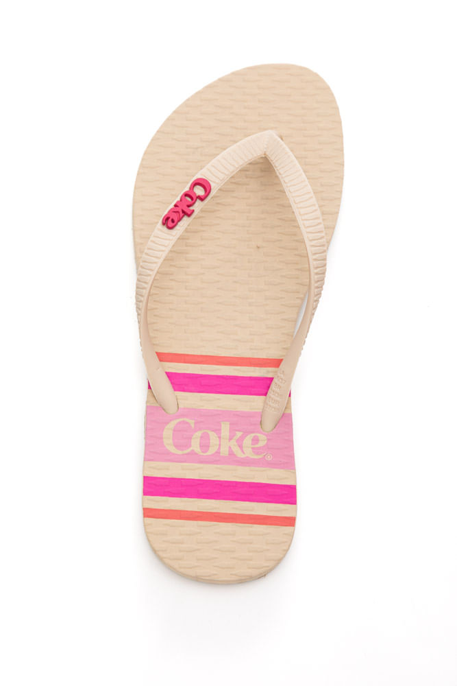 Chinelo Coca-Cola Feminino Listras Cc4468 Off-White