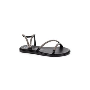 Sandália Moleca Rasteira Feminina Tiras Strass  5450.237 Preto