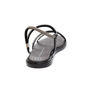 Sandália Moleca Rasteira Feminina Tiras Strass  5450.237 Preto