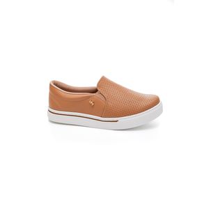Tênis Via Marte Slip On Feminino  Napa Flower  016-009-01 Marrom