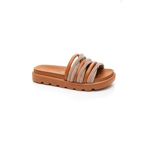 Chinelo Vizzano Rasteiro Feminino Strass 6459.132 Caramelo