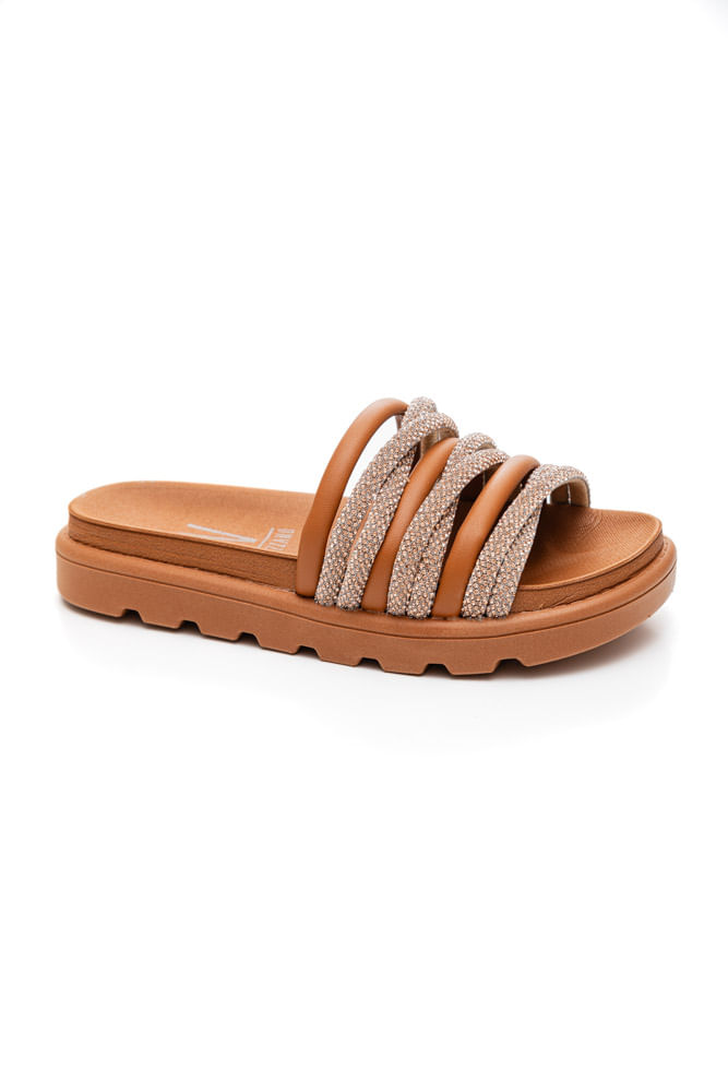 Chinelo Vizzano Rasteiro Feminino Strass 6459.132 Caramelo