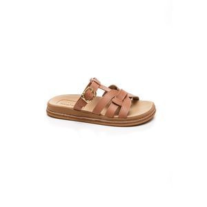Chinelo Moleca Rasteiro Feminino Slide Fivela 5509.202 Nude