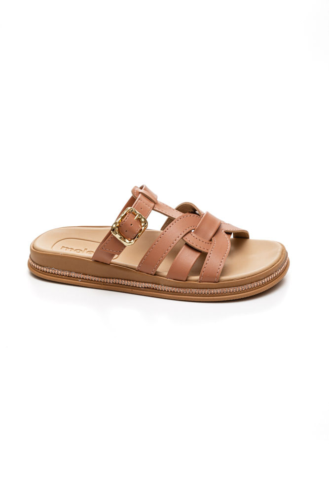 Chinelo Moleca Rasteiro Feminino Slide Fivela 5509.202 Nude