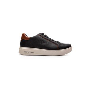 Tênis Casual Pegada Masculino Em Couro Flow 111901-07 Preto
