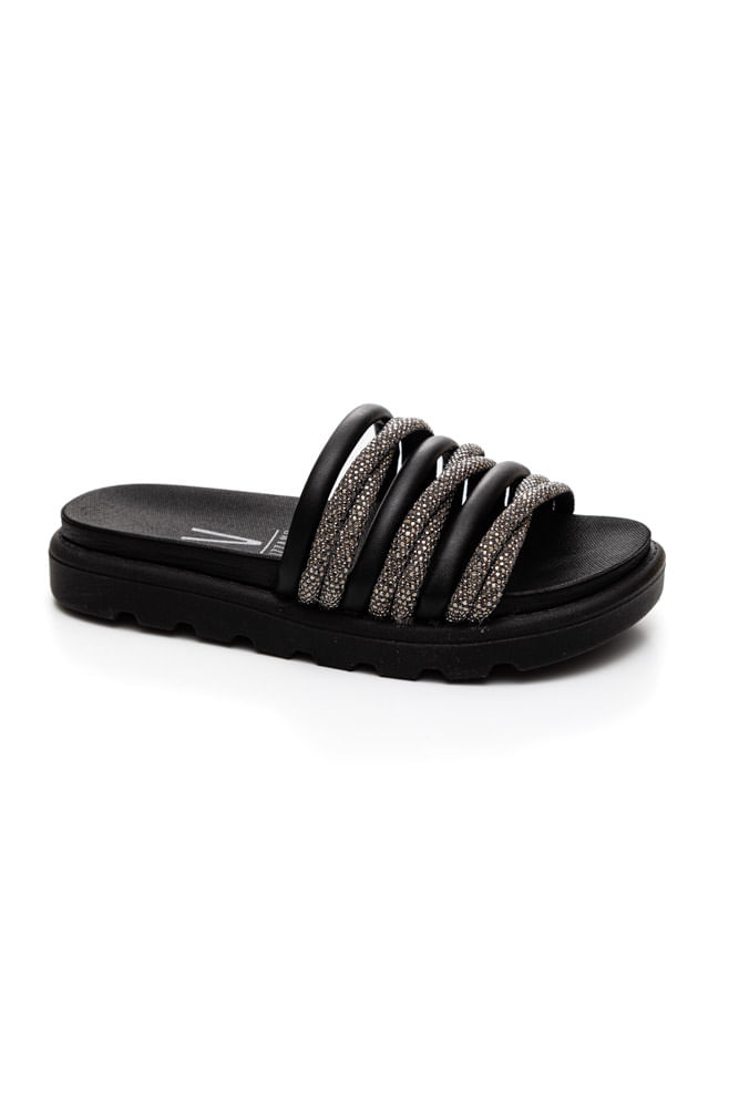 Chinelo Vizzano Rasteiro Feminino Strass 6459.132 Preto