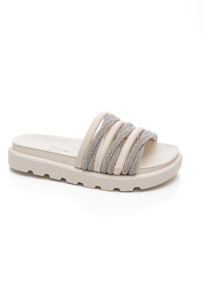 Chinelo Vizzano Rasteiro Feminino Strass 6459.132 Off-White