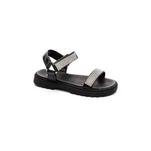 Sandália Molekinha Papete Juvenil Menina Strass 2344.135 Preto