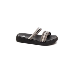 Chinelo Molekinha Rasteira Infantil Menina Strass 2358.103 Preto