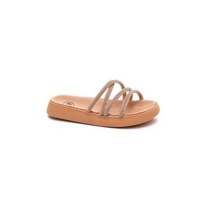 Chinelo Molekinha Infantil Menina Papete Com Strass 2733.103 Nude