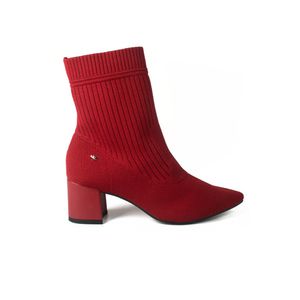 Bota Dakota Cano Médio Feminina Malha Knit Da271-02 Vermelho