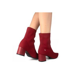 Bota Dakota Cano Médio Feminina Malha Knit Da271-02 Vermelho
