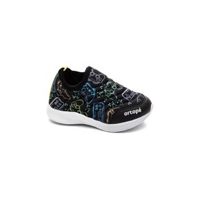 Tênis Ortopé Slip On Infantil Menino Happy Gamer 22800102-0001 Preto