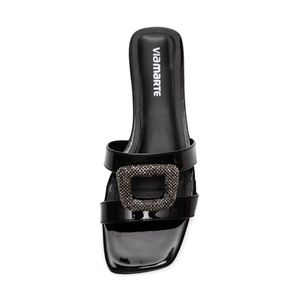 Chinelo Via Marte Rasteira Feminina Bico Quadrado 23-14711-01 Preto