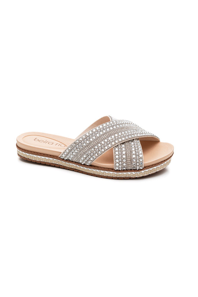 Chinelo Beira Rio Rasteira Feminina Brilhos 8321.1754 Off-White