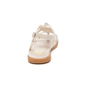 Sandália Doce Pé Rasteira Infantil Menina Napa Com Flor 5041 Off-White