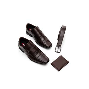 Kit West Line Com Sapato Social Carteira E Cinto Masculino 1820 Marrom
