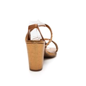 Sandália Via Marte Salto Alto Feminina Napa Casual 164-006-01 Cobre