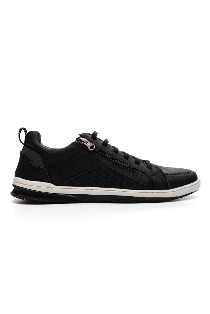 Sapatênis West Line Casual Masculino Zíper 7201 Preto
