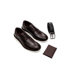 Kit West Line Sapato Casual Cinto Carteira Masculino 14506 Marrom