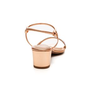 Sandália Beira Rio Salto Baixo Feminina Strass 8246.1205 Cobre