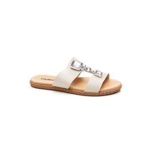 Chinelo Moleca Rasteira Feminina Com Pedraria 5452.145 Off-White