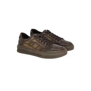 Sapatênis Democrata Denim Wide Smoke Masculino Couro 240801-007 Marrom