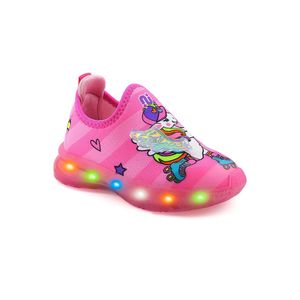 Tênis Novopé Led Infantil Menina Happy  Unicórnio 32001274-3107 Pink