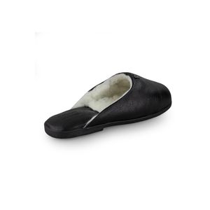 Pantufa De Couro Fiero Forrada Em Lã Sintética Masculina Gramado 439 Preto