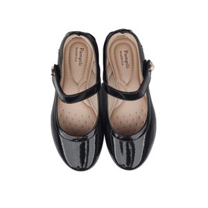 Sapato Pampili Angel Juvenil Menina Verniz Tira Superior Pérola 100.500-1639 Preto