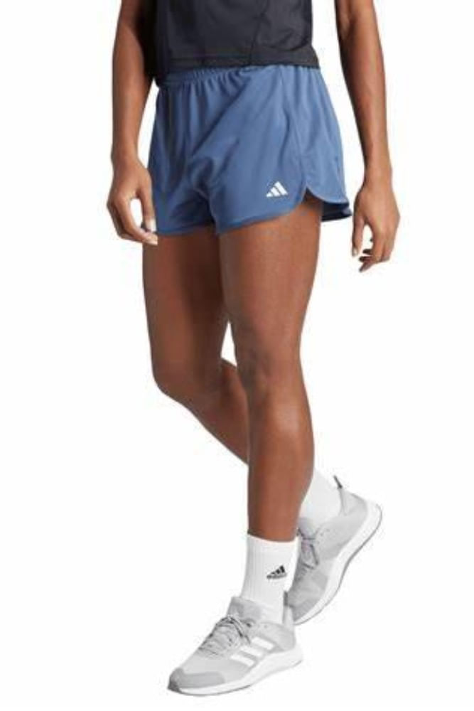 Shorts Adidas Malha Cintura Alta Feminino Pacer Essentials Ir6239 Azul