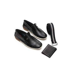 Kit West Line Sapato Cinto Carteira Masculino Napa 135425 Preto