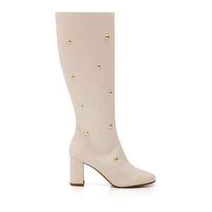 Bota Chá De Mel Cano Alto Feminina Esferas Napa 8439.88645 Off-White