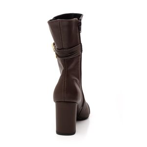 Bota Chá De Mel Cano Médio Feminina Napa Anel Dourado 8439.88643 Marrom