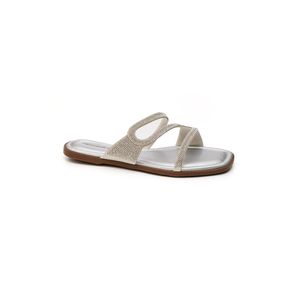 Chinelo Piccadilly Rasteira Feminina Strass 508059 Prata