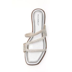 Chinelo Piccadilly Rasteira Feminina Strass 508059 Prata