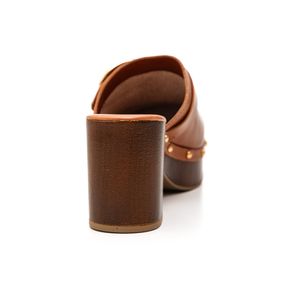 Tamanco Bottero Plataforma Feminino Couro Fivela 371301-01 Caramelo