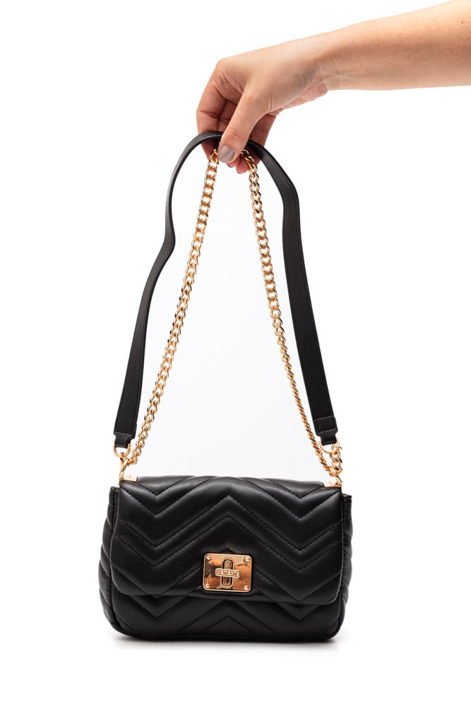 Bolsa Via Marte Crossbody Matelassê Puffer Feminina B1-173-01 Preto