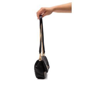 Bolsa Via Marte Crossbody Entrelaçada Feminina B1-158-01 Preto