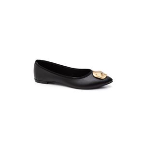 Sapatilha Moleca Rasteira Feminina Bico Fino Napa 5727.136 Preto