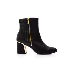 Bota Bebecê Cano Curto Feminina Tressê Salto Bloco T6616-128 Preto