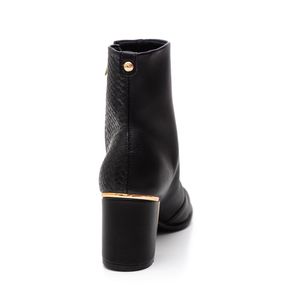 Bota Bebecê Cano Curto Feminina Tressê Salto Bloco T6616-128 Preto